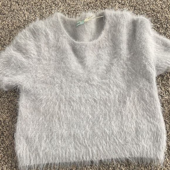 UO Fuzzy Crop Top Sweater, Kimchi Blue - Picture 9 of 9
